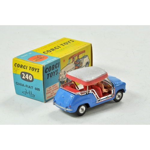 1597 - Corgi No. 240 Ghia-Fiat 600 Jolly. Blue body with red interior. Spun hubs. Car consists of two passe... 