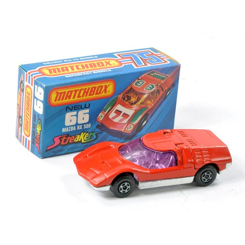 Matchbox Superfast No. 66d Mazda RX500 Streakers Issue. Red and White with purple windows. No decals