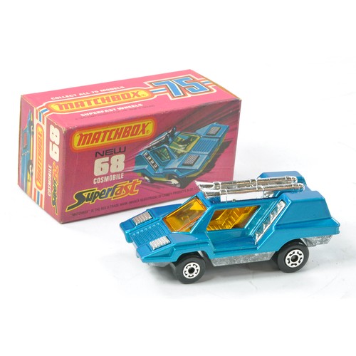 2675 - Matchbox Superfast No. 68b Cosmobile. Metallic blue, amber windows, unpainted base with chrome inter... 