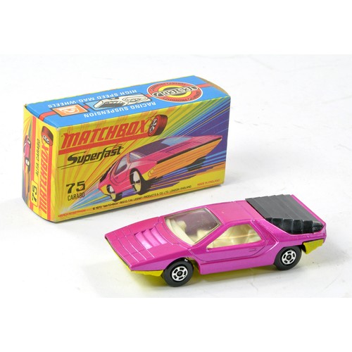 2679 - Matchbox Superfast No. 75b Alfa Carabo. Metallic Pink with yellow base. Clear windows, white interio... 