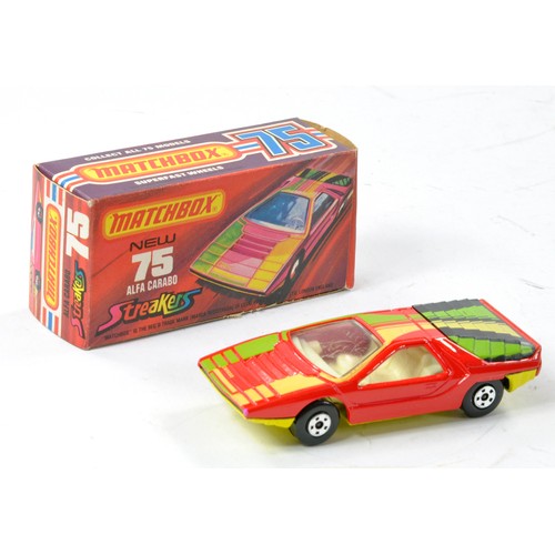 2680 - Matchbox Superfast No. 75b Alfa Carabo Streakers issue. Red with yellow and green markings. Yellow b... 