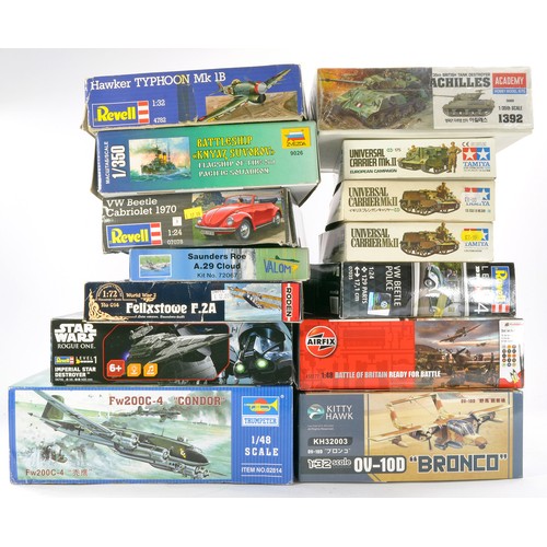 1017 - Plastic Model Kits comprising Thirteen Aircraft and Military vehicles from various makers including ... 