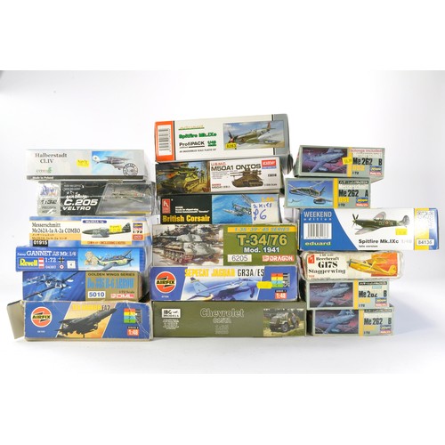 1018 - Plastic Model Kits comprising Eighteen Mostly Aircraft from various makers including Hasegawa, Airfi... 