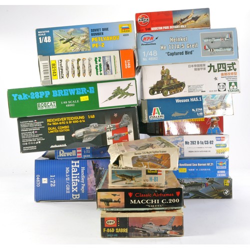 1022 - Plastic Model Kits comprising Seventeen Mostly Aircraft and other military vehicles, from various ma... 