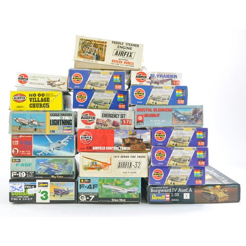 1033 - Plastic Model Kits comprising Twenty Aircraft and Vehicle issues from Airfix, Hasegawa and some othe... 