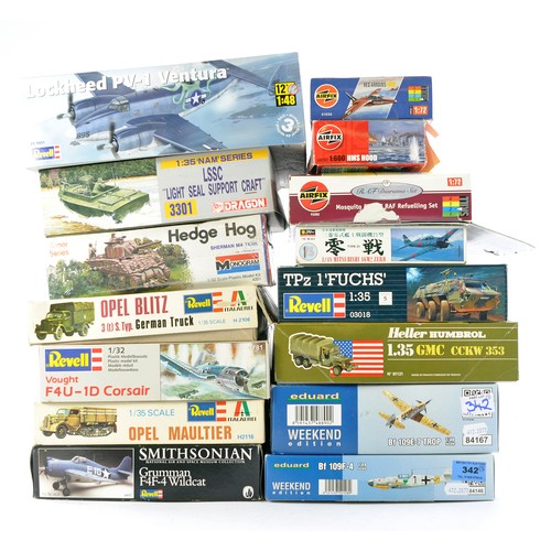 1035 - Plastic Model Kits comprising Fifteen Aircraft and Military Vehicle issues from Airfix, Revell, Mono... 