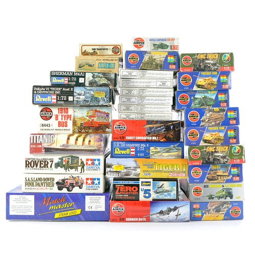 1036 - Plastic Model Kits comprising Thirty One Aircraft and Military Vehicle issues from Airfix, Tamiya, H... 