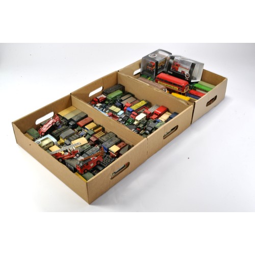 1057 - Three Trays of diecast comprising many 1/76 commercials and cars from various makers including Oxfor... 