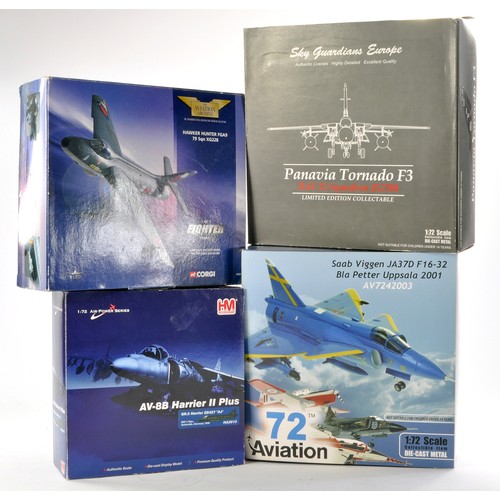 1099 - Model Aircraft group of four boxed issues including Corgi Hawker Hunter, Hobby Master Harrier, Sky G... 