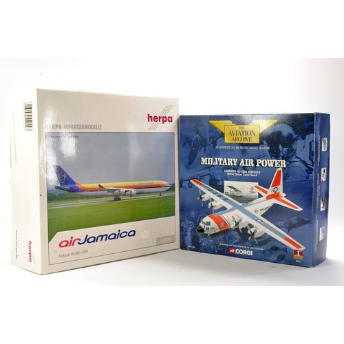 1102 - Herpa Model Aircraft comprising 1/200 Air Jamaica A340-300 plus Corgi Lockheed Hercules US Coast Gua... 