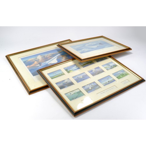 1104 - Duo of Concorde Limited Edition prints, plus montage of Concorde. Frames grubby and in need of a cle... 