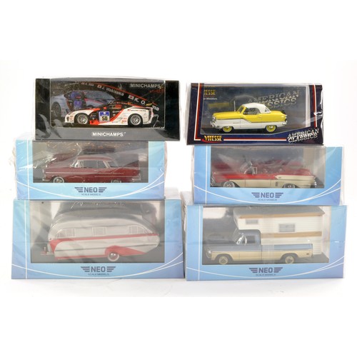 1127 - A group of four boxed scale models in 1/43 from Neo comprising Opel Kapitan, Caravan (loose part in ... 