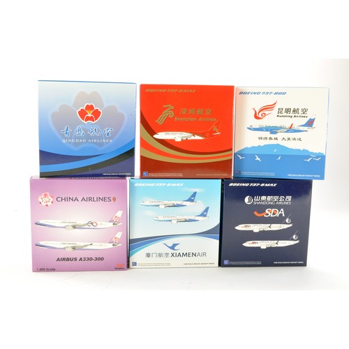 1132 - Model Aircraft comprising Six 1/400 boxed commercial airliners in various liveries. All look to be e... 