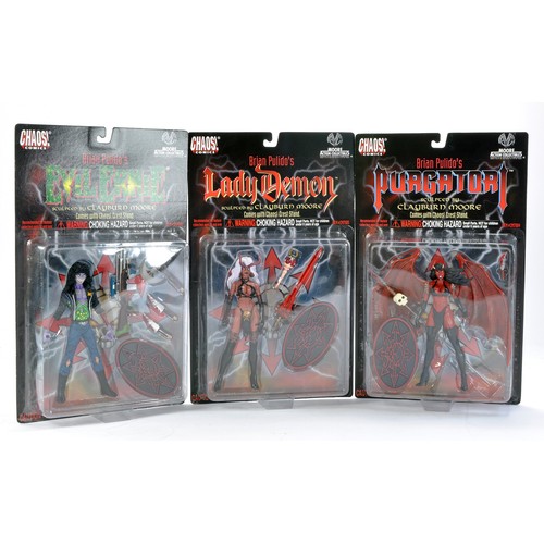 1152 - Moore Action Collectibles featuring Chaos Comics Carded Figures comprising No. CM7004 Purgatori, CM7... 