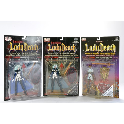 1154 - Moore Action Collectibles featuring Chaos Comics Carded Figures comprising No. CM9006 Lady Death, CM... 