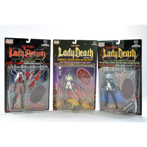 1155 - Moore Action Collectibles featuring Chaos Comics Carded Figures comprising No. CM7007 Lady death Chr... 