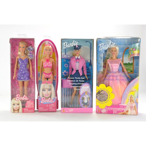 1234 - Fashion Dolls comprising Barbie Travel Train Fun, Rainbow Princess and two others. Excellent and uno... 