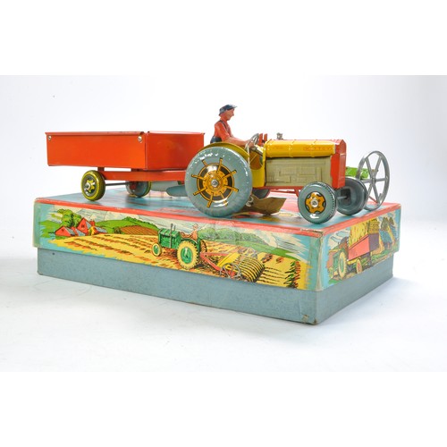 329 - Mettoy Modern Farming Mechanical Tractor Set comprising 1) Tractor (working order) in harder to find... 