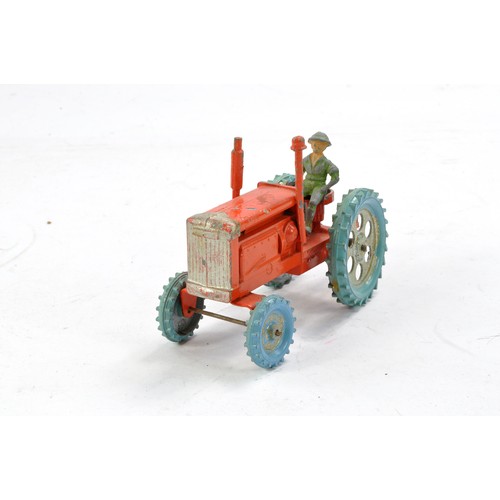 439 - Charbens Vintage Metal Tractor with driver. Orange with light blue tyres, silver wheels and trim. Ge... 