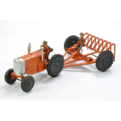 440 - Crescent vintage tractor and rake set including figures. Orange with black wheels, silver trim. Gene... 