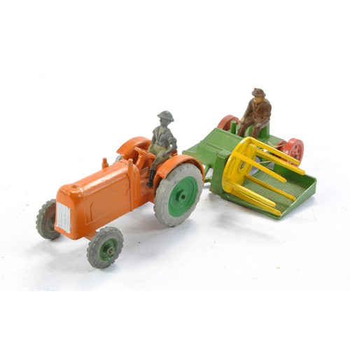 441 - Charbens Vintage Tractor and Binder Set. Orange and Green tractor with binder in green, yellow and o... 