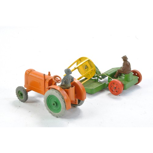 441 - Charbens Vintage Tractor and Binder Set. Orange and Green tractor with binder in green, yellow and o... 