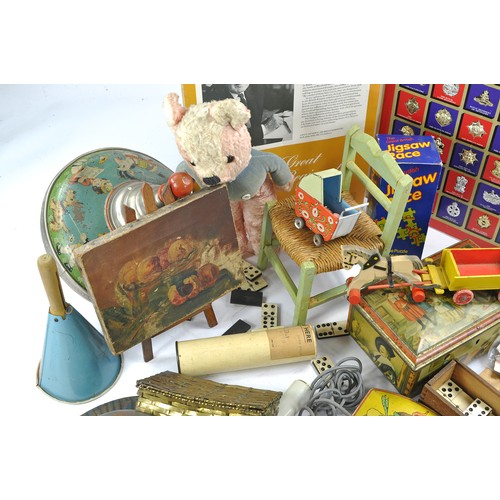 1564 - A misc assortment of vintage bygones comprising various children's themed toys, Dolls House, pram et... 