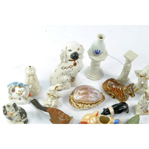 1592 - An eclectic group of vintage and antique miniatures comprising ceramic, metal and wooden themes. Var... 