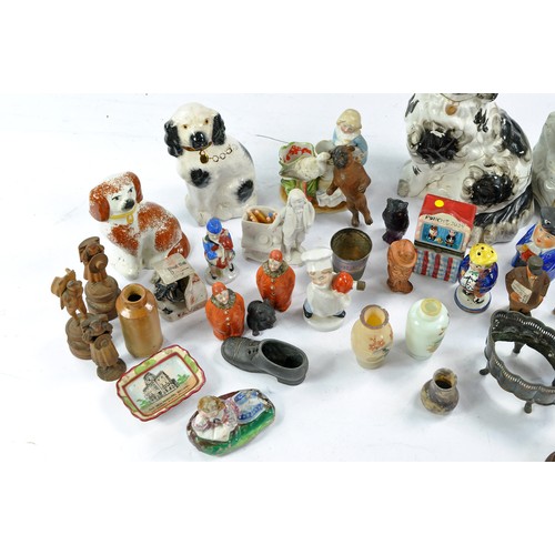 1593 - Victorian Staffordshire Spaniel Dog figures (and others inc greyhound) comprising various sizes, con... 