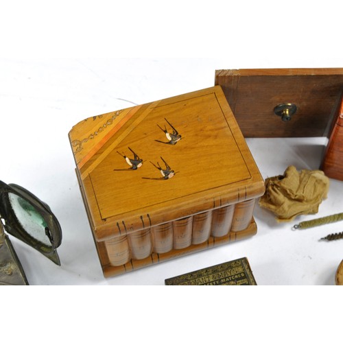 1599 - A very interesting assortment of vintage items comprising Parker Gun Cleaning Kit with box and some ... 