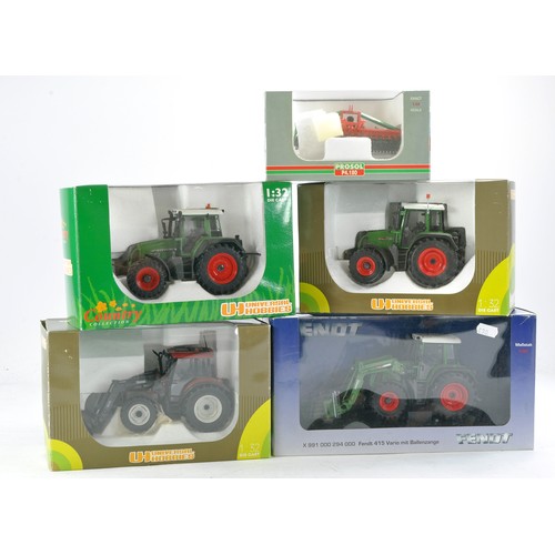 477 - Universal Hobbies 1/32 Fendt Tractor and Loader Set in dealer box plus other Fendt issues and Prosol... 