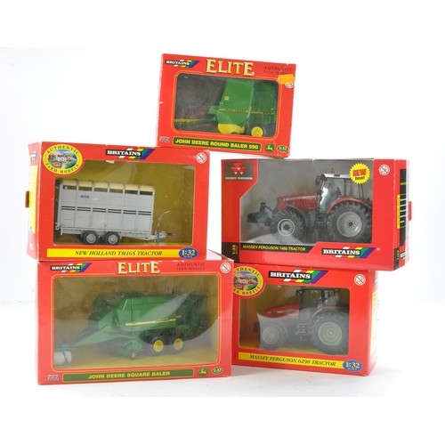 485 - Britains Farm 1/32 Tractor and Implement group including John Deere Elite issues, Massey Ferguson an... 