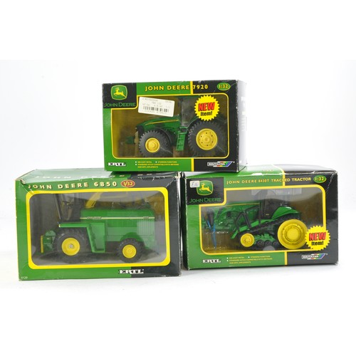 489 - Britains Farm 1/32 John Deere 6850 Forage Harvester, 7920 Tractor and 8340T. Without faults but have... 