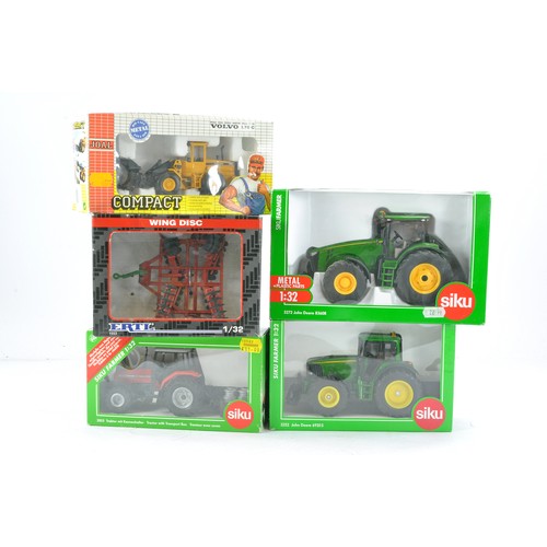 493 - Siku 1/32 farm issues comprising John Deere Duo and Massey Ferguson plus two others from Joal and Er... 