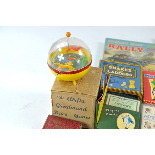 1571 - Assorted vintage Card Games including Scarce Early Airfix Magic Ball Series Toy comprising 'Greyhoun... 