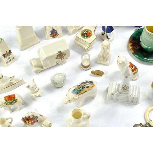 1572 - Interesting group of mostly Souvenir crested China comprising various landmark pieces, war memorials... 