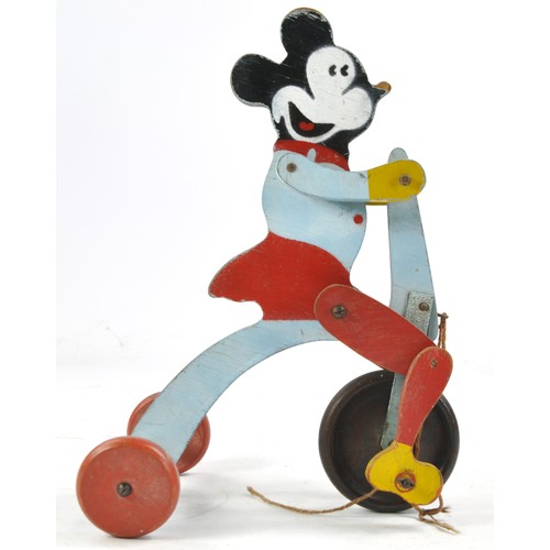 1566 - A scarce early and unusual Wooden (Disney) Mickey Mouse Pull-along toy, made in England plus further... 