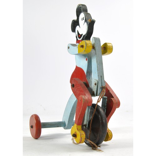 1566 - A scarce early and unusual Wooden (Disney) Mickey Mouse Pull-along toy, made in England plus further... 