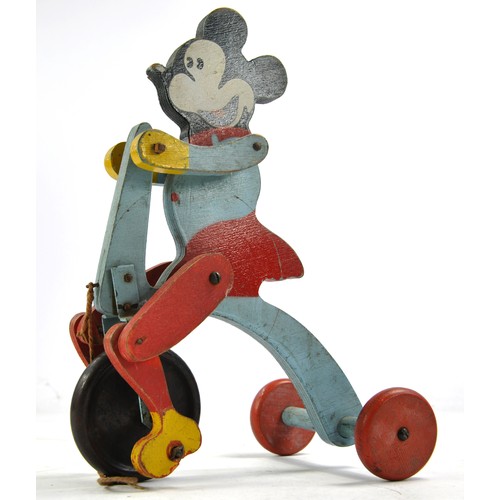 1566 - A scarce early and unusual Wooden (Disney) Mickey Mouse Pull-along toy, made in England plus further... 