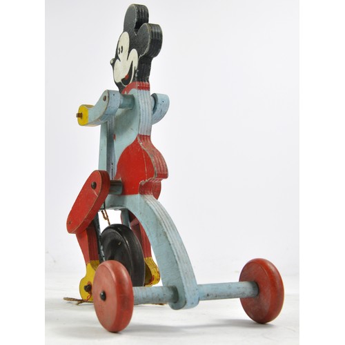 1566 - A scarce early and unusual Wooden (Disney) Mickey Mouse Pull-along toy, made in England plus further... 