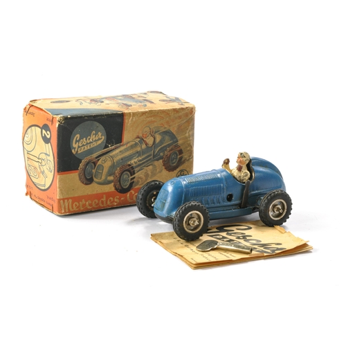 593 - Gescha (Germany) early issue mechanical Mercedes Compressor Racing Car in Blue. In working order, ge... 