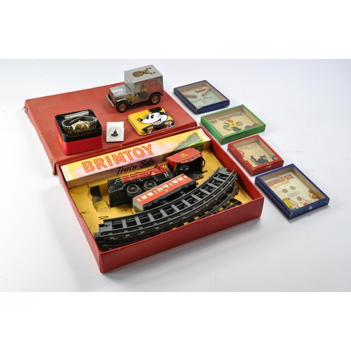 601 - Misc group of old toys comprising Wells Brimtoy Train Set, fair to good with obvious signs of wear i... 