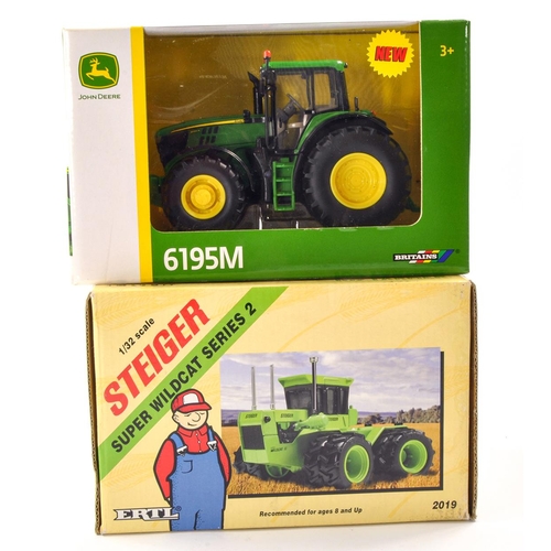 146 - Britains 1/32 Farm Issue comprising 1) John Deere 6195M Tractor. Appears Excellent and secured in Bo... 