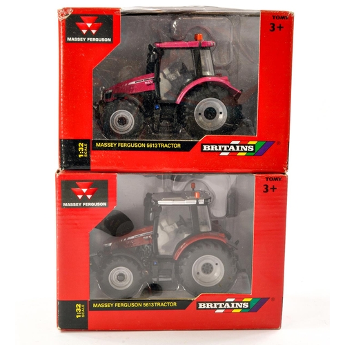 179 - Britains 1/32 Farm Issues Comprising 1) Massey Ferguson 5613 pink edition Tractor. Appears Excellent... 