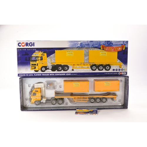 2 - Corgi Diecast Model Truck issue comprising No. CC14037 Volvo FH Flatbed Trailer with container load ... 