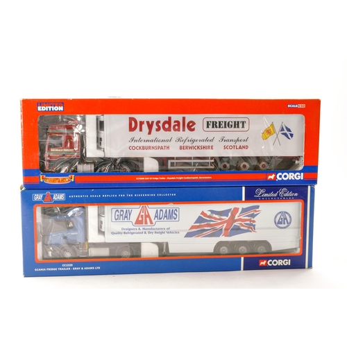 255 - Corgi 1/50 Diecast Model Truck issue comprising 1) No. CC13606 DAF CF Fridge Trailer in livery of Dr... 