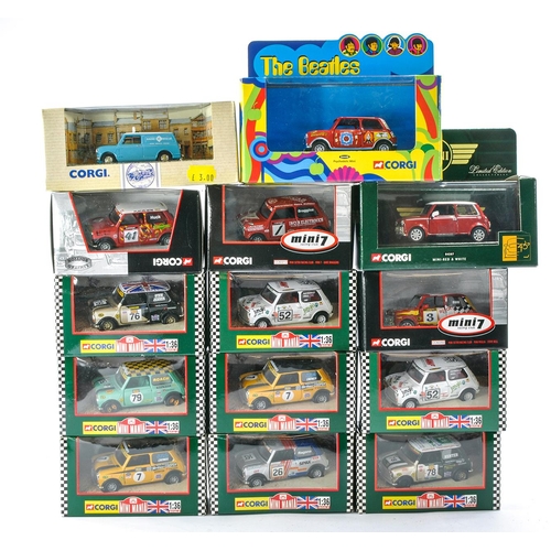 274 - Corgi Diecast group comprising thirteen 'Mini' issues including various series, 'Mini7', 'Beatles' a... 