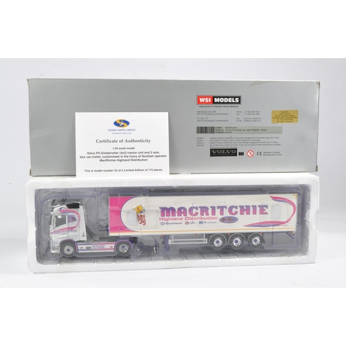 15 - WSI 1/50 high detail model truck issue comprising Volvo FH Globetrotter with Box Van Trailer in the ... 