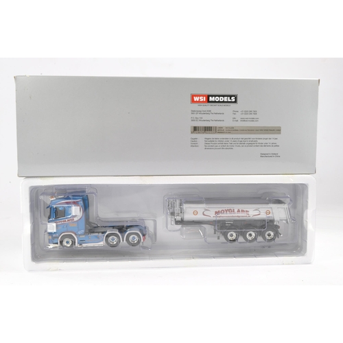 19 - WSI 1/50 high detail model truck issue comprising Scania S Half Pipe Trailer in the livery of Moygla... 