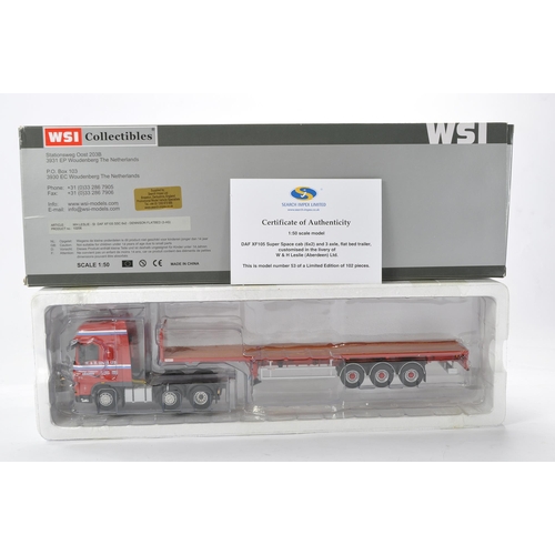 43 - WSI 1/50 high detail model truck issue comprising DAF XF105 Super Space flatbed Trailer in the liver... 